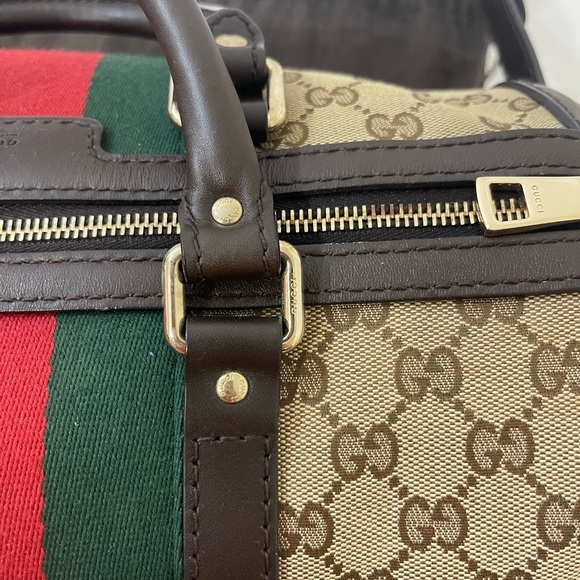 Gucci Boston Beige and Brown Monogram Duffel Bag - Picture 7 of 16